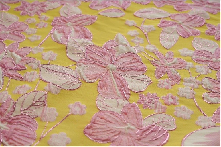 Gold Thread Floral Jacquard Fabric: 3D Upholstery, Costume, Decor - 54" Wide