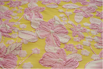 Gold Thread Floral Jacquard Fabric: 3D Upholstery, Costume, Decor - 54" Wide