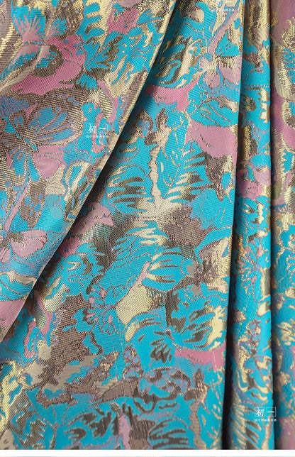 Gold Thread Jacquard Fabric: 3D Oil Painting Texture, 55" Wide