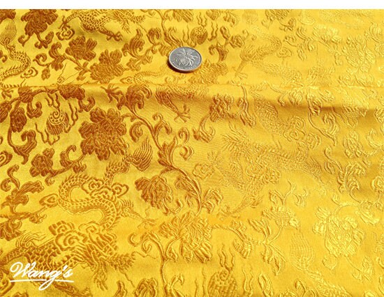 Gold Brocade Fabric: Chinese Jacquard Satin, Home Decor Sewing Fabrics