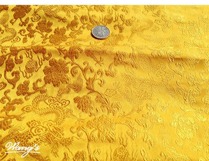 Gold Brocade Fabric: Chinese Jacquard Satin, Home Decor Sewing Fabrics