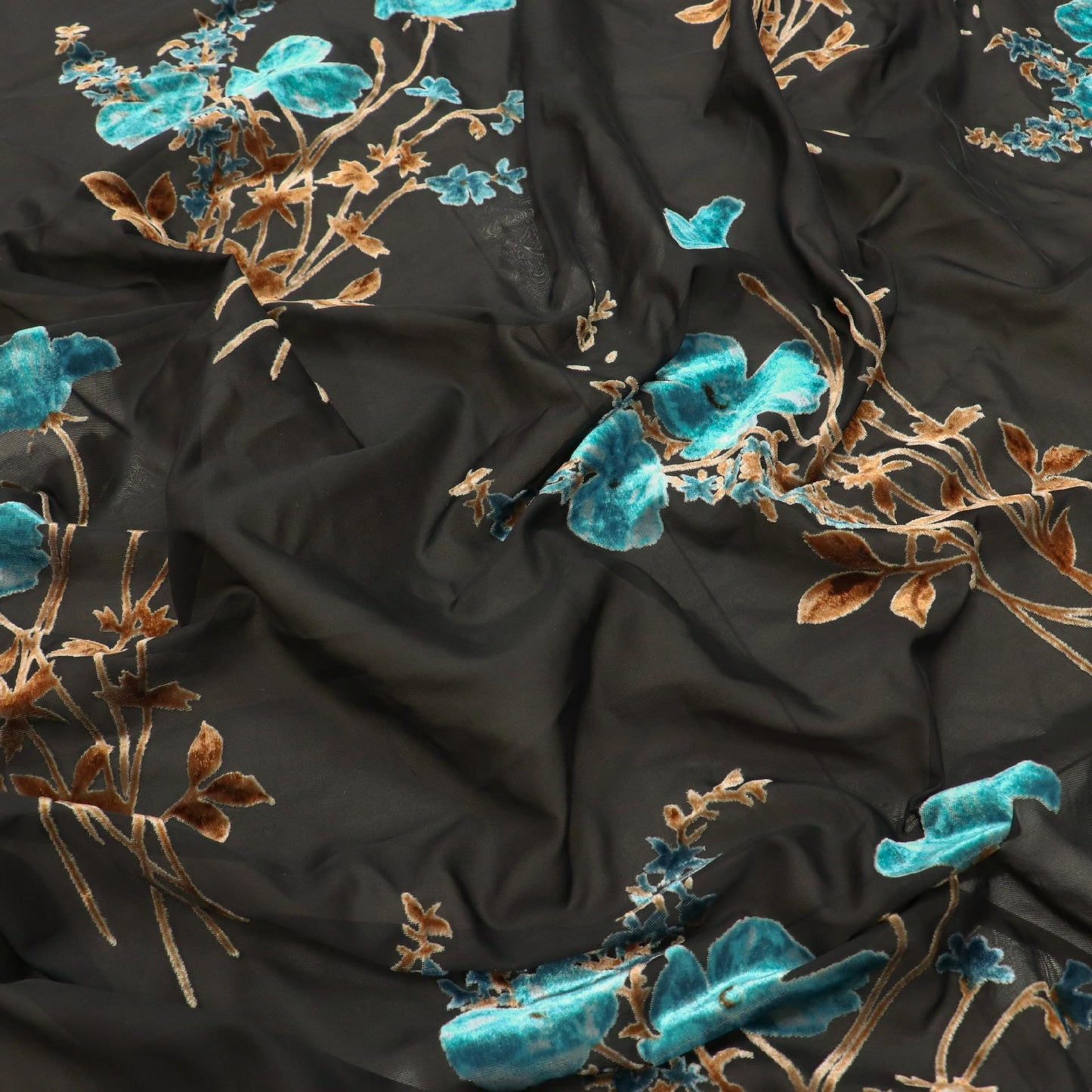 Burnout Floral Viscose Velvet Fabric: Soft Drape for Kimono, Costume