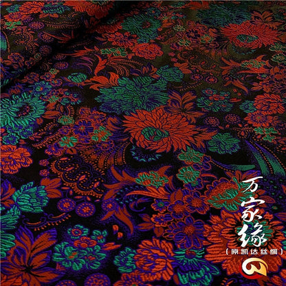 Chrysanthemum Silk Brocade Fabric: Jacquard Damask, Upholstery & Costume (29.5"W)