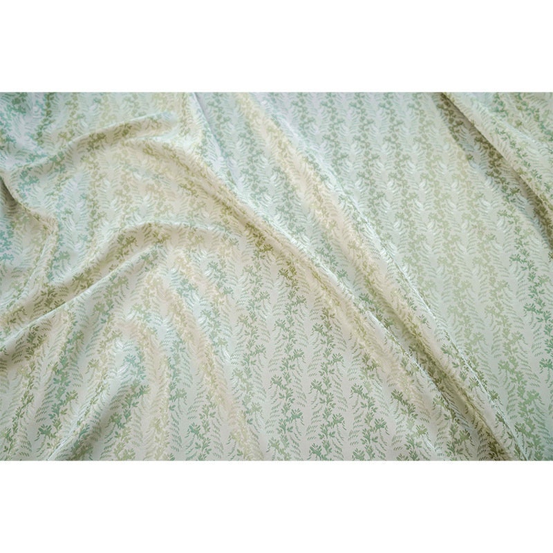 Mint Green Jacquard Fabric: 3D Floral Design, 65" Wide