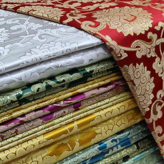 Floral Jacquard Brocade Fabric: Chinese Mongolian Style (29.5" Wide)