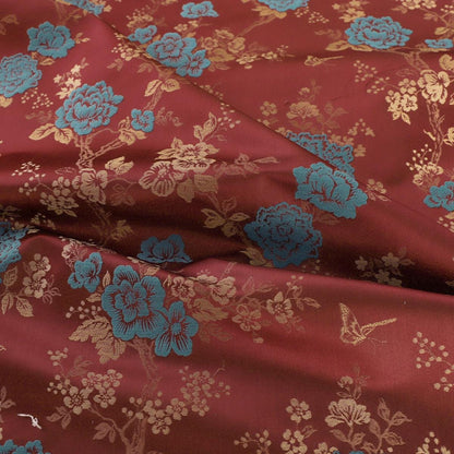 Floral Brocade Fabric: 59"W Chinese Silk Blend for Sewing & Upholstery