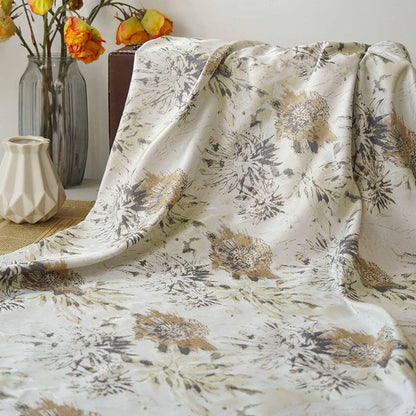 Floral Jacquard Woven Fabric: Gold Thread Embossed Upholstery, Sewing DIY - 60"W
