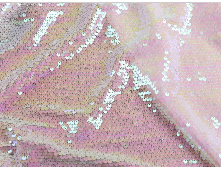 Pink Fish Scale Sequins Fabric: 53"W Symphony Gradient Polyester