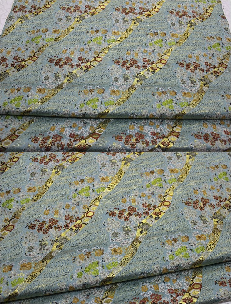 Tissu brocart de soie jacquard à motif floral Nishijin - 29,5 pouces