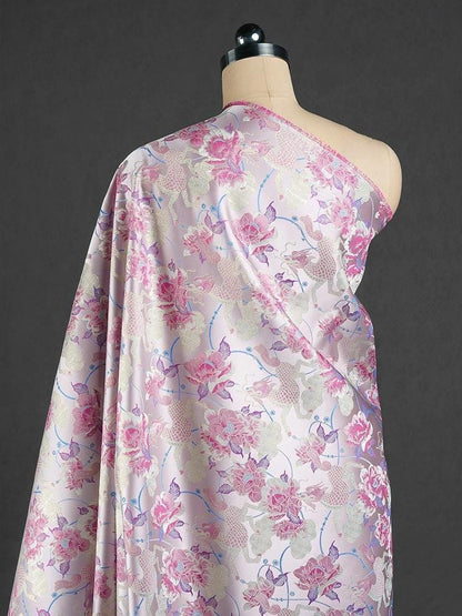 Tissu brocart de soie Kirin rose : Jacquard d'ameublement 59 po de large