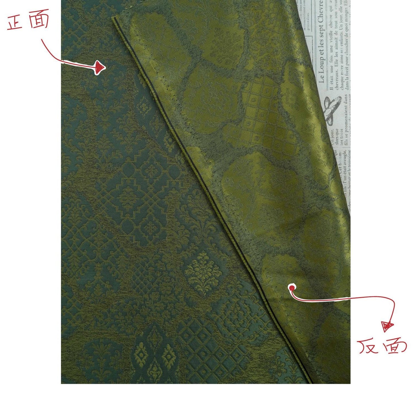 Green Vine Scroll Jacquard Decorative Fabric ��� Home Decor, Upholstery, Bags, Craf"Wide