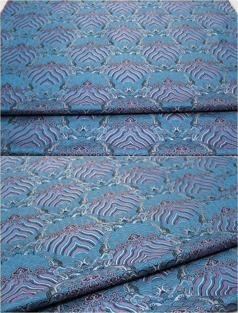 Ocean Waves Silk Rayon Brocade Fabric: Dressmaking Material (29.5"/75cm)