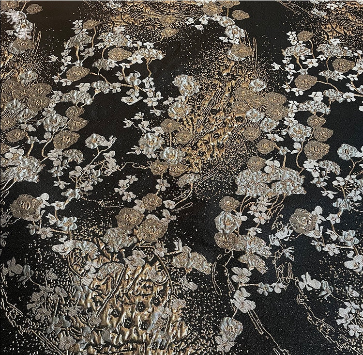 Metallic Floral Jacquard Fabric: 57" Wide Cotton Blend