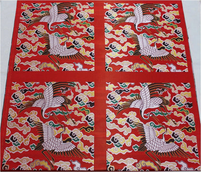 Crane Brocade Fabric: Colorful Asian Decor Fabric