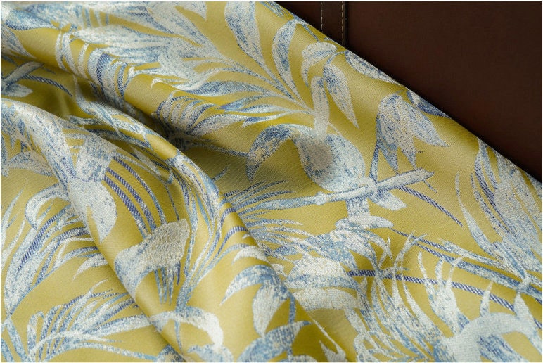 Gold Thread Bird Jacquard Fabric: Embossed Upholstery, Costume, Decor (By The Meter)