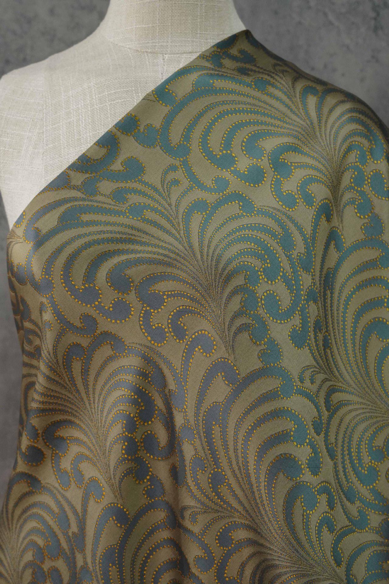 Jacquard Woven Fabric: 3D Bird Feather Embossed Upholstery, Costume, Sewing - 60"W