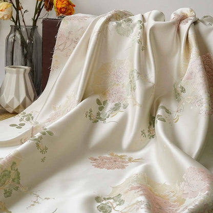 Floral Silk Brocade Fabric: 63"W Rayon Blend, Upholstery, Costume - By The Meter