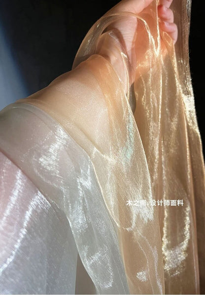 Gold Gradient Gauze Fabric: 57" Wide Liquid Texture