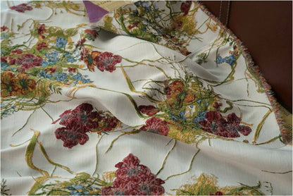 Vine Flower Jacquard Fabric: 3D Oil Painting Texture, 58" Wide