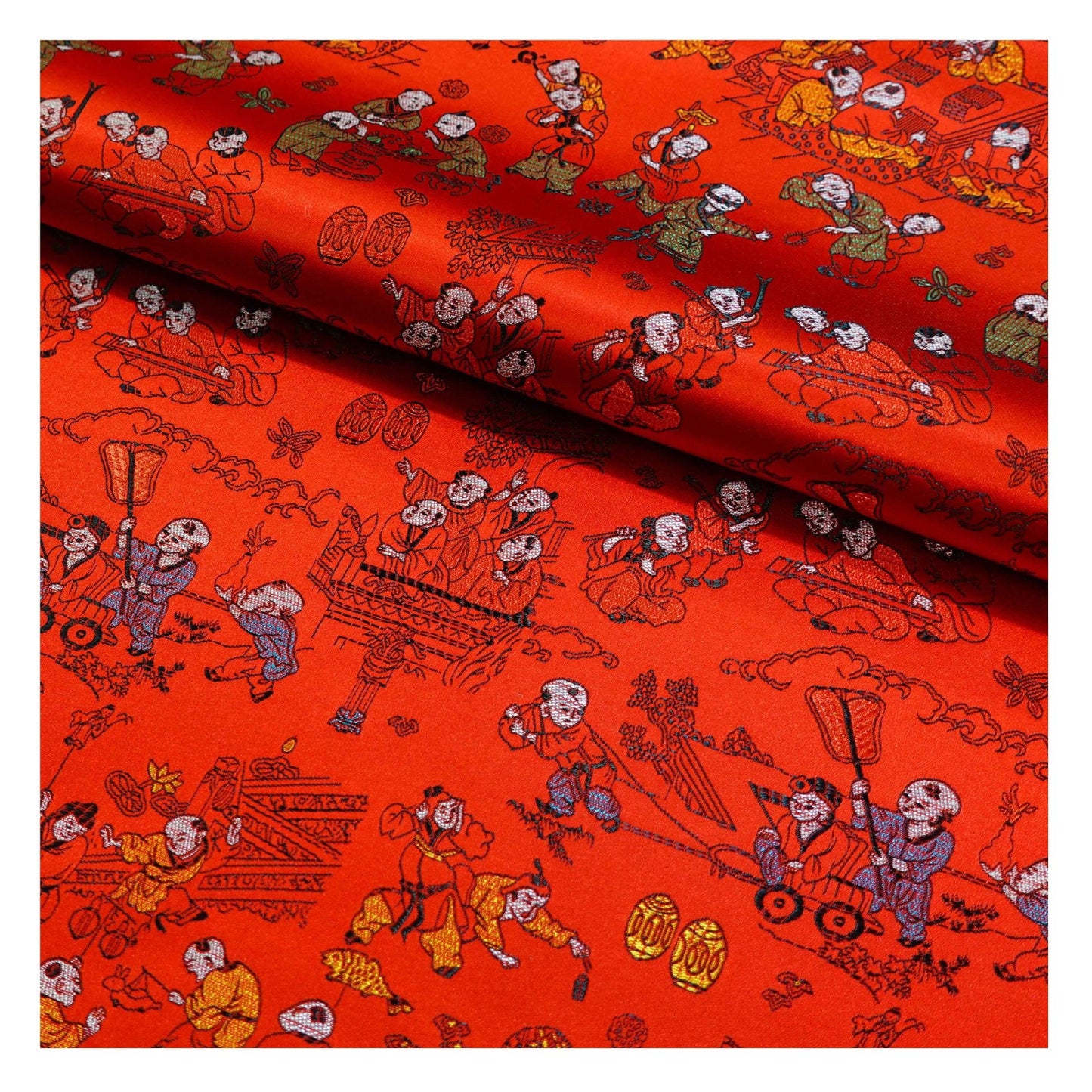 Ancient Baizi Brocade Fabric: 45"W Chinese Wedding Damask