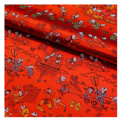 Ancient Baizi Brocade Fabric: 45"W Chinese Wedding Damask