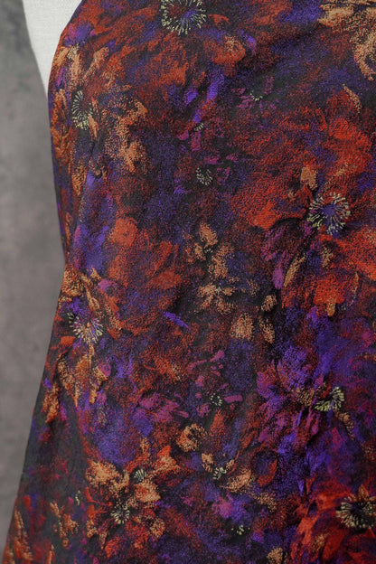 Retro Abstract Floral Jacquard Upholstery Fabric - 64" Wide