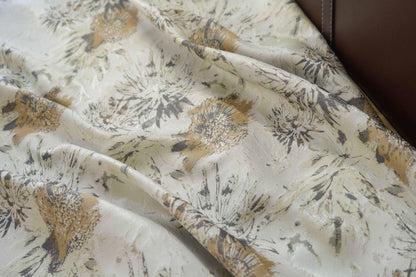 Floral Jacquard Fabric: Autumn Leaves Oil Painting Style, 61" Wide