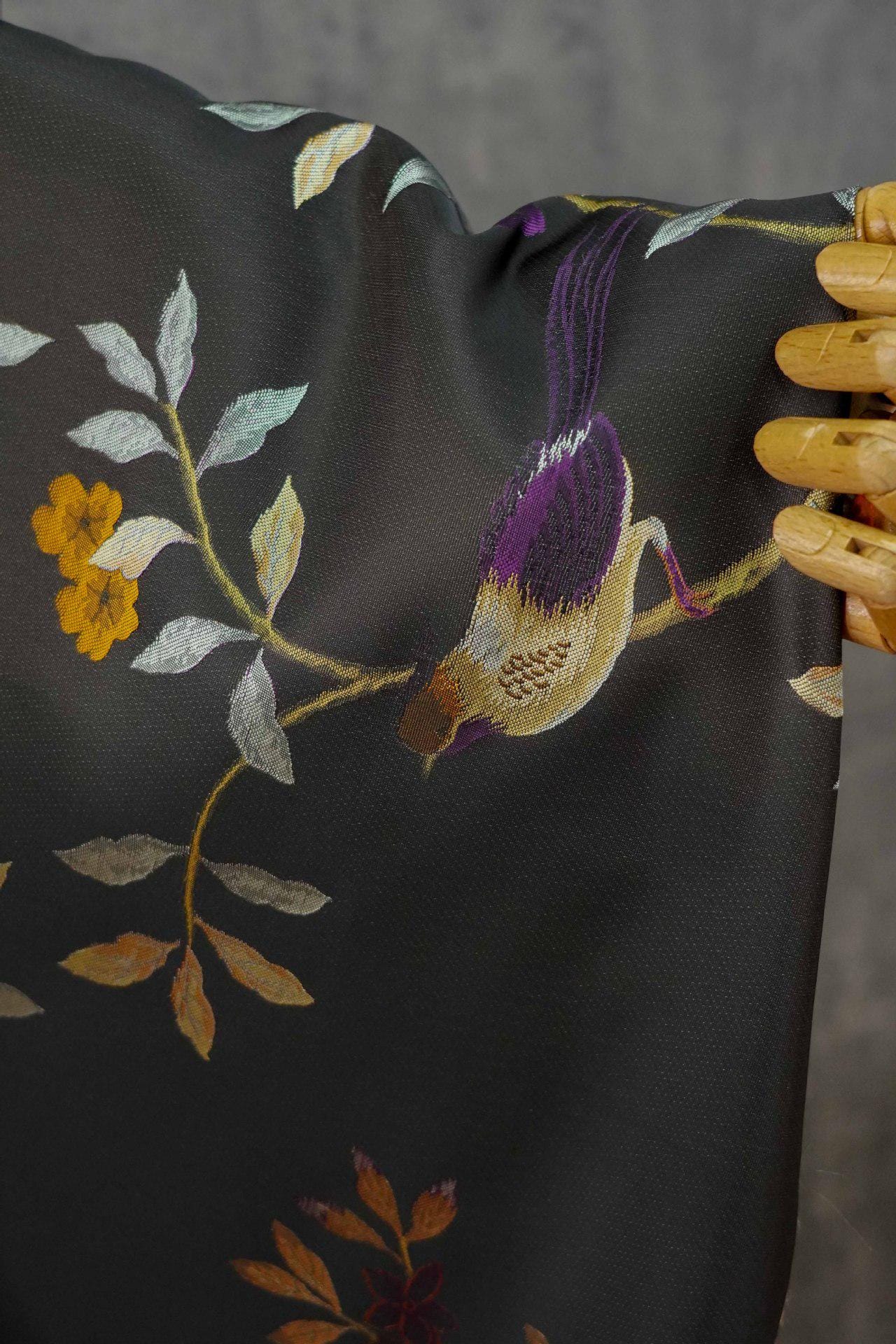 Gold Thread Jacquard Fabric: White Deer Embossed Weave, 64" Wide