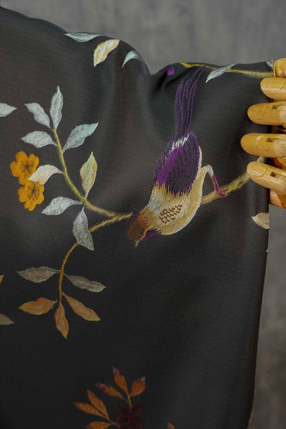 Gold Thread Jacquard Fabric: White Deer Embossed Weave, 64" Wide