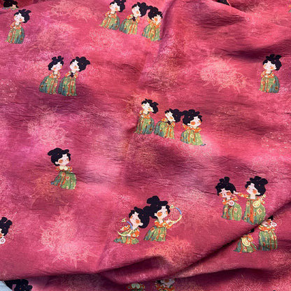 Tissu Tencel Ramie : Imprimé Dame de la dynastie Tang, Matériel de couture