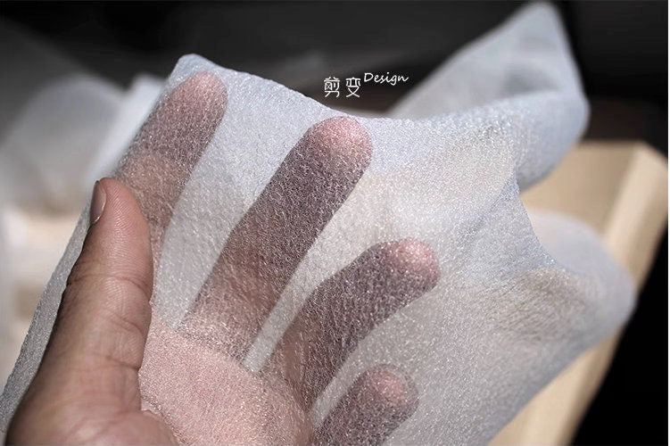 Tissu en maille blanche transparente, polyester doux au toucher, 150 cm de large, vendu au mètre