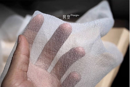 Tissu en maille blanche transparente, polyester doux au toucher, 150 cm de large, vendu au mètre