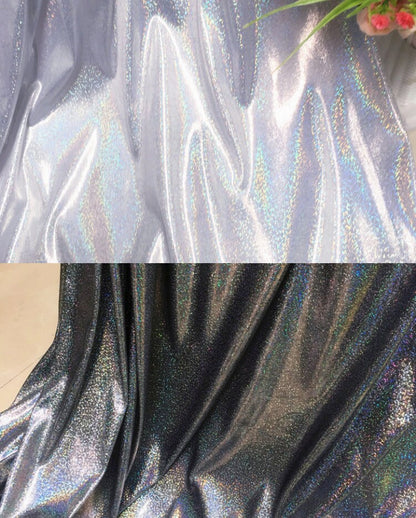 Glitter Mesh Fabric, 4-Way Stretch, Laser Knitted, 59" Wide