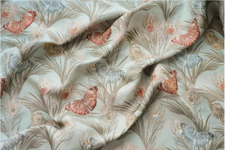 Butterfly Jacquard Fabric: 3D Texture Gold Thread, 55" Wide