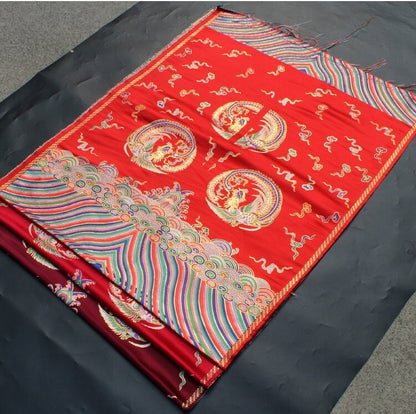 Embroidered Phoenix Brocade Fabric: Chinese Wedding Cheongsam Silk Rayon Blend