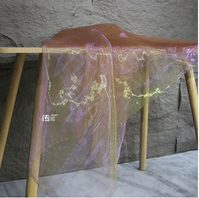 Colorful Gradient Organza Fabric: Laser Symphony Yarn (By The Meter)