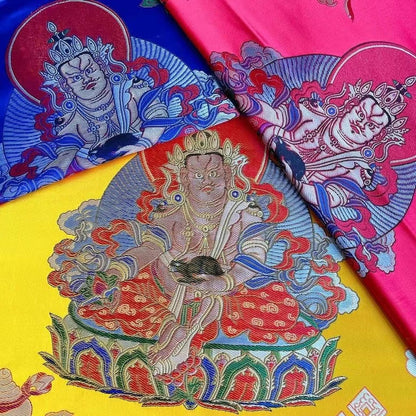 Buddha Jacquard Fabric: Tibetan Brocade for Upholstery & Costume (75x52cm)