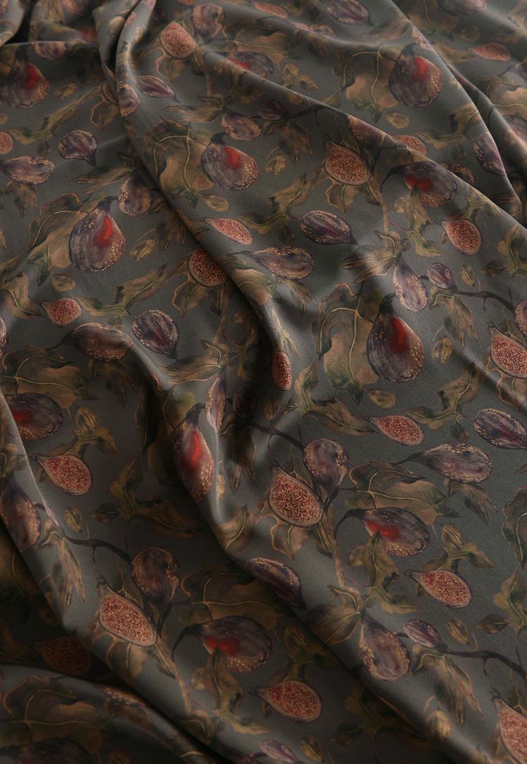 Fig Print Cotton Fabric: 55"W Upholstery Drapery Sewing