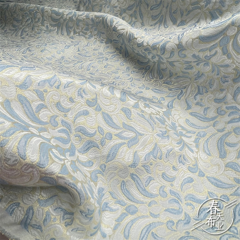 Gold Thread Embossed Palace Jacquard Damask Fabric - 57"W