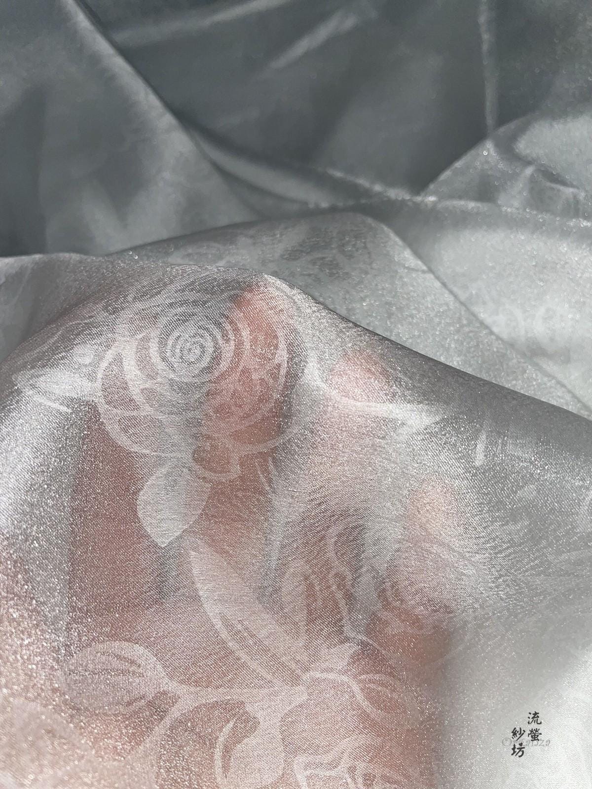 Rose Organza Fabric: Glittering Sheer Polyester, 59"W - DIY Sewing