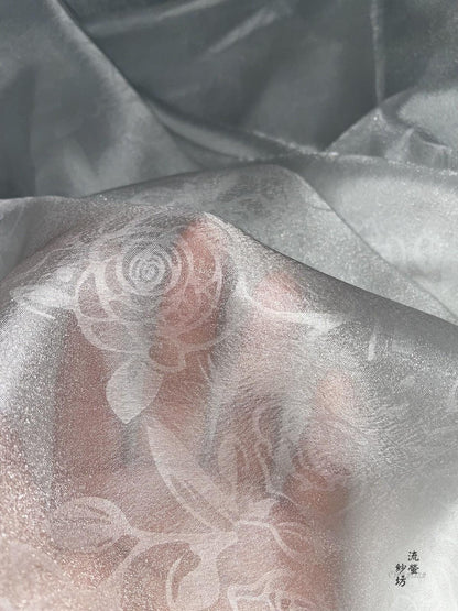Rose Organza Fabric: Glittering Sheer Polyester, 59"W - DIY Sewing