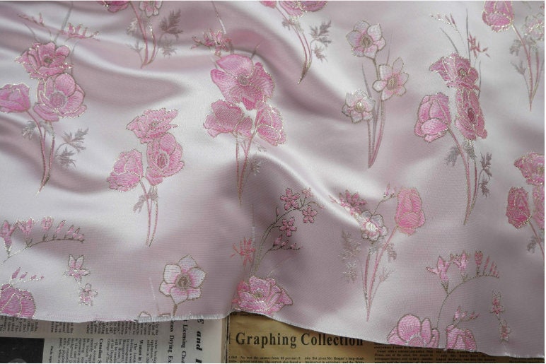 Floral Jacquard Brocade Fabric: 59"W Rayon Blend Sewing Material