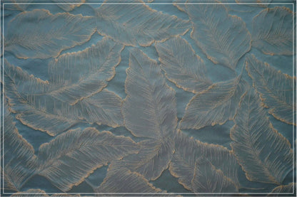 Gold Thread Leaf Jacquard Fabric: 3D Texture Upholstery, 57" Wide