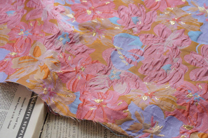 Gold Thread Embossed Jacquard Fabric: European Designer Upholstery & Sewing