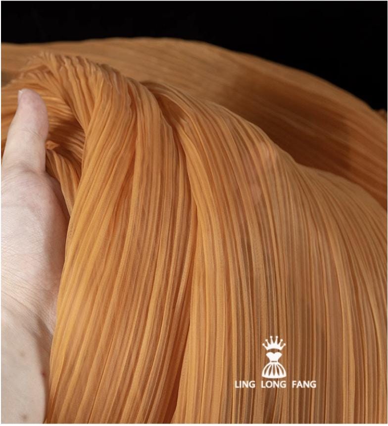 Matte Pleated Organza Fabric: 55" Wide Textured Polyester