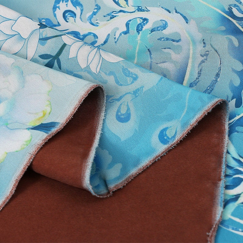Phoenix Tea Silk Satin Fabric: 59"W Digital Print Drapery
