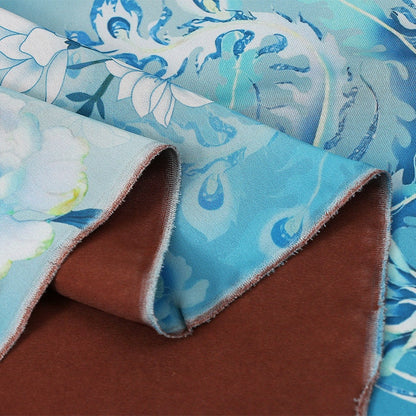 Phoenix Tea Silk Satin Fabric: 59"W Digital Print Drapery