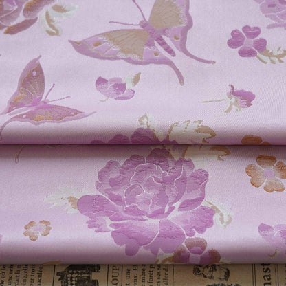 Butterfly Jacquard Fabric: Pink & Purple Designer Upholstery - 65"W