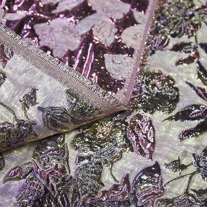 Metallic Embossed Floral Jacquard Fabric - 56"W Shimmering Gold Thread