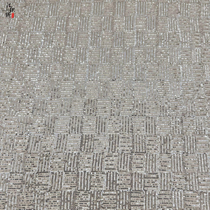 Sequin Lace Fabric: 3D Pleated Embroidery, 49" Wide, For Wedding & Prom